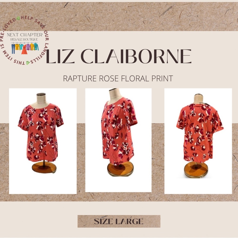 NWT LOZ CLAIBORNE rapture rose floral shirt. Size L